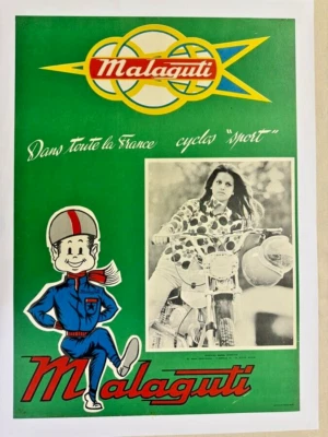 MALAGUTI AFFICHE ANCIENNE ORIGINALE MOTO CYCLOMOTEUR CYCLO SPORT MOSQUITO MORINI - Photo 1/4