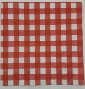 TWO Individual Paper LUNCHEON Decoupage Art Craft Napkins - Red Plaid - Picture 1 of 1