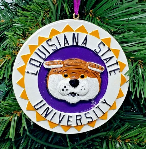 LSU TIGERS MASCOT DISC RESIN ORNAMENTS 3.5" Cover