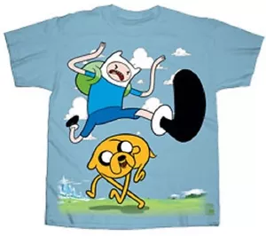 Official Adventure Time Finn Kick Jump Youth T-shirt - Jake and Finn Cartoon Net - Picture 1 of 1
