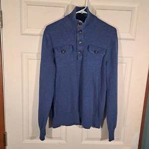 Banana Republic Pullover Herren Größe Medium Blau 1/4 Knopf Langarm Stehkragen - Bild 1 von 16