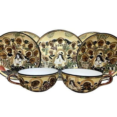 Vintage Satsuma Moriage Nippon Immortals Tea Set 16pc Hand-Painted Made in Japan - Image 1 of 4