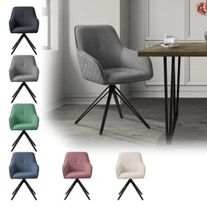 1/2/4/6x Silla de comedor giratoria tela tejida asiento ergonómico y patas metal - Imagen 1 de 43