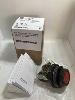 ALLEN BRADLEY 800H-AR6A PULSADOR SIN ARRANQUE CABEZAL EMPOTRADO ROJO 1NO/1NC SERIE F Foto 1 de 4