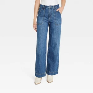 Universal Thread Women's High Waisted Wide Leg Cropped High-Rise Jeans, Medium - Picture 1 of 13