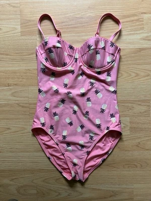 Traje de baño Kate Spade Laniakea Beach de una pieza con estampado de piña albaricoque pequeño EC Foto 1 de 4