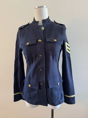 Abrigo Delia’s Azul Marino Militar Botón Frontal Chaqueta Formal Retro Uniforme de Corte Foto 1 de 4