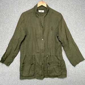 Artisan NY olivgrüne Leinen Utility Jacke Damen Medium Kordelzug Taschen - Bild 1 von 9