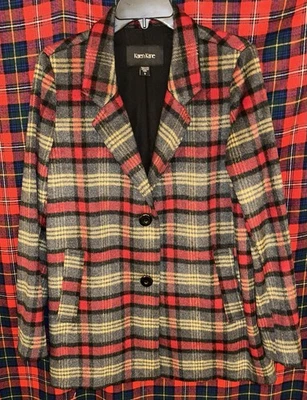 Blazer Karen Kane a Cuadros Rojo Gris Multicolor Para Mujer’s S Excelente++ Foto 1 de 4