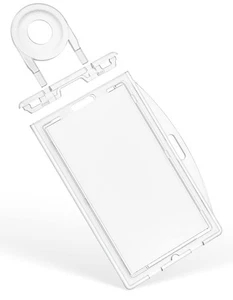 Clear Hard Plastic Permanent Locking Id Badge Holder - Picture 1 of 5