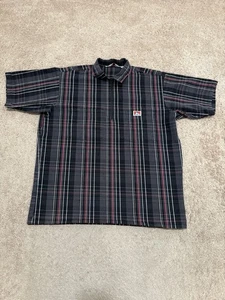 Ben Davis Men’s Short Sleeve Plaid 1/2 Zip Shirt  Size Large Black Red - Picture 1 of 5