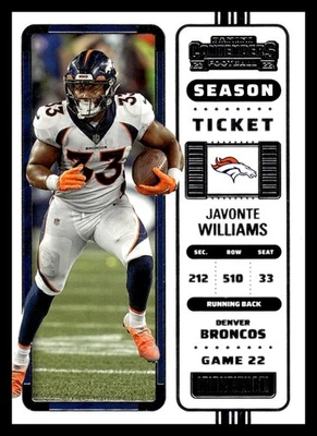 2022 Panini Contenders #31 Javonte Williams Denver Broncos Football Card - Image 1 of 2