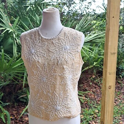 Suéter De Colección Barbara Lee Intrincadamente Cuentas A Mano Lana Cremallera Británica Hong Kong Foto 1 de 4