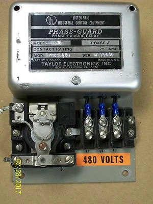 TAYLOR PNDT-480 PHASE-GUARD PHASE FAILURE RELAY 3-PH 25 AMP 25A 480V  - Image 1 of 2