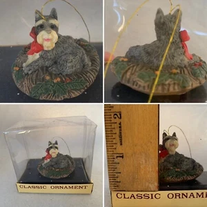 Schnauzer On Dog Bed Resin Christmas Tree Ornament New Old Stock - Picture 1 of 7