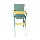 Vintage Doll Seafoam Green Yellow Metal Highchair High Chair W/ Tray & Foot Rest