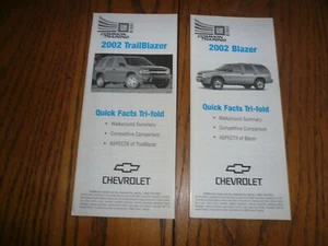Chevy Blazer & TrailBlazer 2002 solo distribuidor vendedores bolsillo guía rápida de datos - Imagen 1 de 2