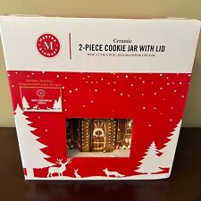 MARTHA STEWART Ceramic Two Piece Cookie Jar Gingerbread House Holiday Christmas