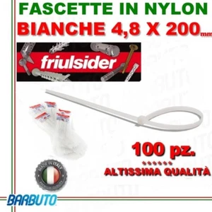 FASCETTA PER CABLAGGIO IN NYLON BIANCO 4,8X200mm FRIULSIDER ALTISSIMA QUALITÃ - Imagen 1 de 1