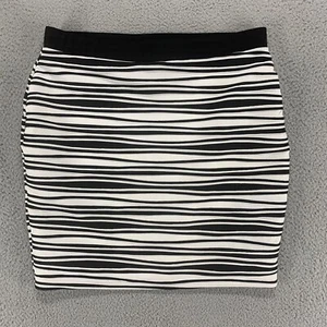 NY Collection Skirt Womens Large Black White Stripes Zebra Comfort Casual 32 - Picture 1 of 10