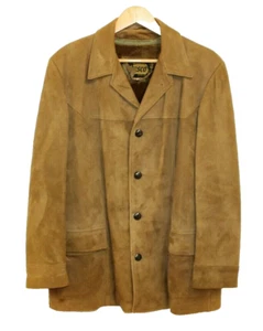 Abrigo chaqueta de cuero gamuza marrón para hombre de colección talla 42 forro con cremallera por Craftsman Cresco - Imagen 1 de 12