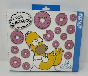 The Simpsons Christmas 12 Days Of Socks Homer Donuts Gift Set 4 Crew 8 Low Cut - Picture 1 of 5
