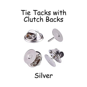 5 Silver Tie Tacks Blank Pins with Clutch Back - Lapel / Scatter Pin - Picture 1 of 1