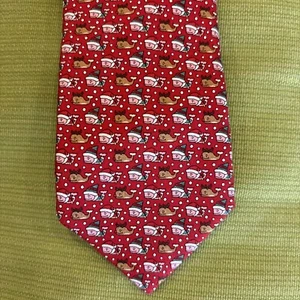 Vineyard Vines Boys Tie Christmas Santa, Elf, Whale, Reindeer Red Silk $49.50 - Picture 1 of 3