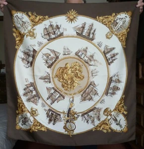 Foulard raro HERMES anni 70 vintage in seta, Silhouttes navales, Ledoux, -60% - Foto 1 di 13