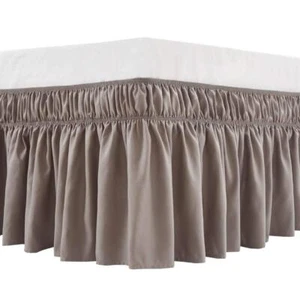 Wrap Around Bed Skirt Three Fabric Sides Elastic Dust Ruffled 14 Inch Tailore... - Picture 1 of 6