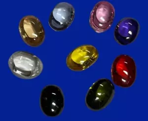 Set Gemma Occhio Naga 9 Colori Pietra Preziosa 8x10 mm. Gioielli Ciondolo Fortunato Amuleto Thailandese - Foto 1 di 4