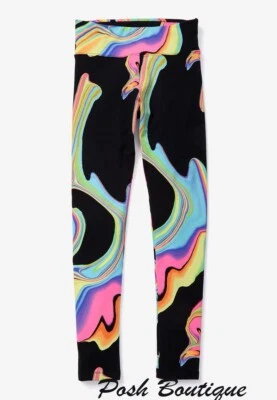 NWT Justice Girl's Leggings Swirl Rainbow Black Dance Gymnastics 5 6 14 16 18 - Image 1 of 2