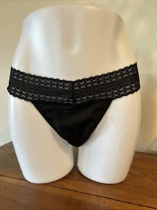 Victoria Secret Thong Panties Xl, NWT, Black, Lace, Cotton, X-large, 2009 - Picture 1 of 8