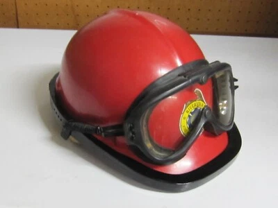 Bonito sombrero duro rojo vintage Jackson contra incendios con gafas Riverview District Foto 1 de 4