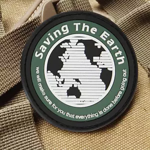 SAVING THE EARTH 3D PVC PATCHES USA ARMY BADGE HOOK LOOP PATCH - Picture 1 of 5
