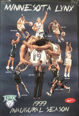 Andrea Lloyd-Curry #5 & Angie Potthoff #44 Signed '99 LYNX WNBA 16"x24" Poster - Image 1 of 3