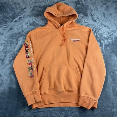 Ralph Lauren Polo Sudadera Deportiva Naranja Madrás Logo Estampado Polar Sudadera con Capucha Para Hombre M Foto 1 de 4