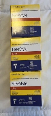 Tiras reactivas de glucosa en sangre Freestyle Lite - 300 (100 unidades x 3) Exp. 2027 Foto 1 de 4