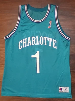 Tyrone "Muggsy" Bogues #1 Charlotte Hornets Champion Mens Size 48 Jersey - Image 1 of 4