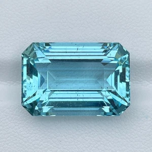 23.30 Cts Natural Blue Aquamarine Emerald Cut Gemstone Lovely Jewelry Design - Picture 1 of 5