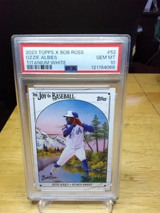 2023 Topps Bob Ross The Joy of Baseball Ozzie Albies Titanium White /35 PSA - Picture 1 of 2