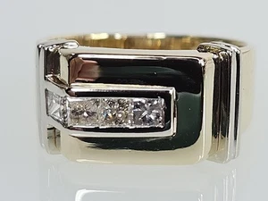 14K Two Tone Gold APX 1/3 CTTW Princess Diamond Ring Sz 9 (AM1073879) - Picture 1 of 11