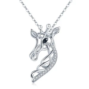 Celtic Knot Necklace with Giraffe Pendant - 925 Sterling Silver Giraffe Anima... - Picture 1 of 6