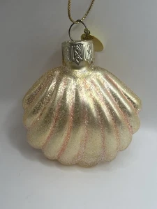 Christopher Radko Glas Muschel Ornament Gold Rosa Glitzer Politur Urlaub - Bild 1 von 5