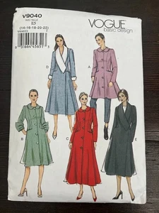 Vogue V9040 Misses Coat Lined Fitted Flared Princess Seams Double Breasted 14-22 - Picture 1 of 4