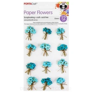 Paper Flowers Bunch with Beads - Aquarmarine 25mm 12pk - Picture 1 of 1