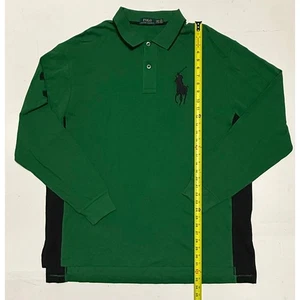 POLO RALPH LAUREN Men's Green Long Sleeve Polo Shirt Big Pony Rugby 2XLT - Picture 1 of 5