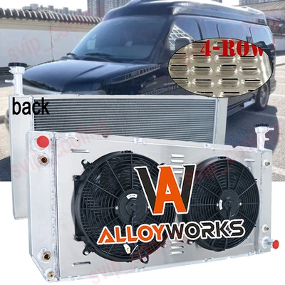 4ROW RADIATOR+SHROUD FAN For 2004-16 CHEVY EXPRESS GMC SAVANA 2500 3500 4.8/6.0L Foto 1 de 4