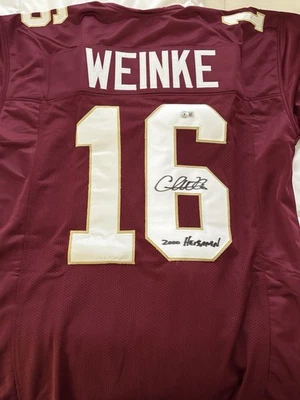 Camiseta deportiva autografiada firmada por Chris Weinke del estado de Florida Beckett certificado de autenticidad con inscripción Foto 1 de 4