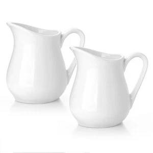 Ceramic 4 Oz Creamer Pitcher Set, 2 Pack Creamer Container, White Small Milk ... - Picture 1 of 7